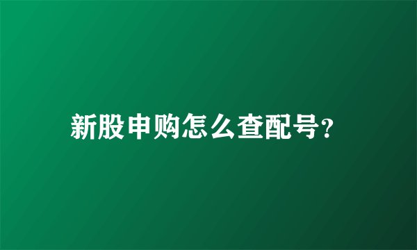 新股申购怎么查配号？
