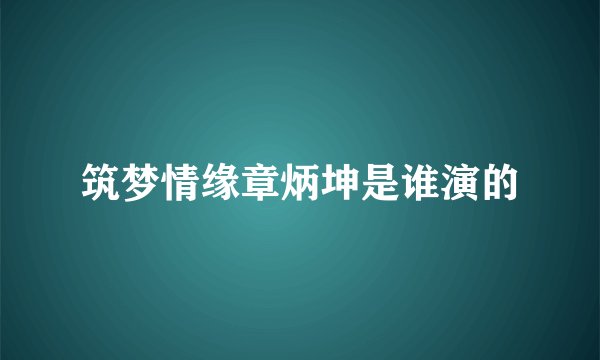 筑梦情缘章炳坤是谁演的