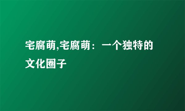 宅腐萌,宅腐萌：一个独特的文化圈子