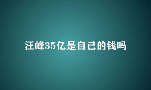 汪峰35亿是自己的钱吗