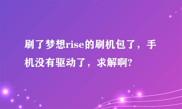 刷了梦想rise的刷机包了，手机没有驱动了，求解啊?
