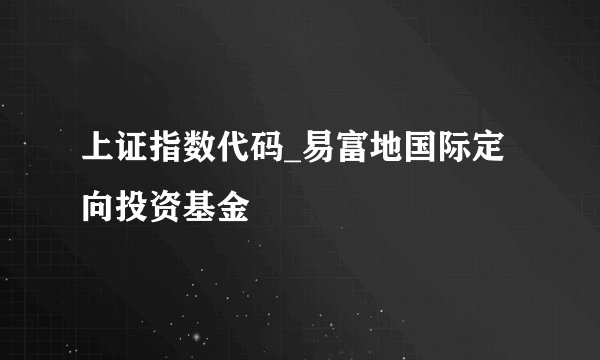 上证指数代码_易富地国际定向投资基金