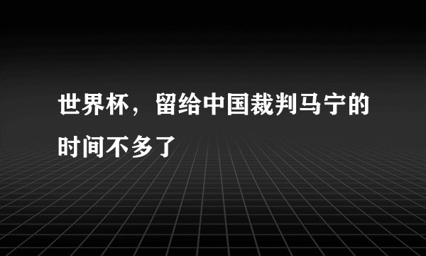 世界杯，留给中国裁判马宁的时间不多了