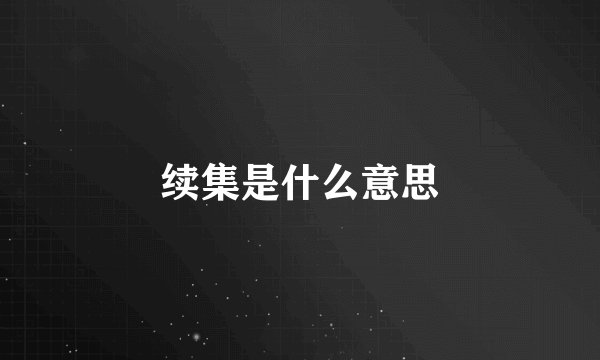 续集是什么意思