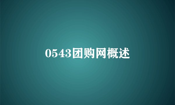 0543团购网概述