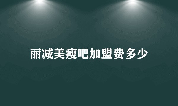丽减美瘦吧加盟费多少