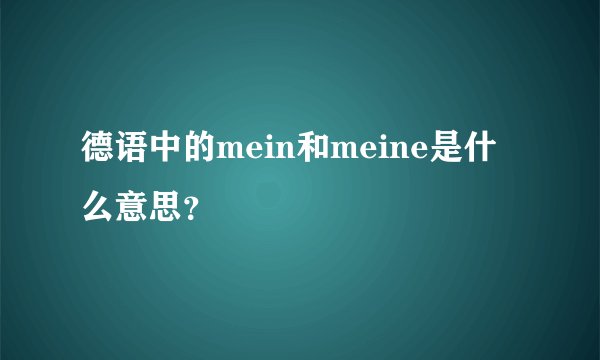 德语中的mein和meine是什么意思？