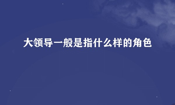 大领导一般是指什么样的角色
