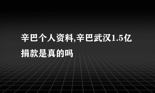 辛巴个人资料,辛巴武汉1.5亿捐款是真的吗