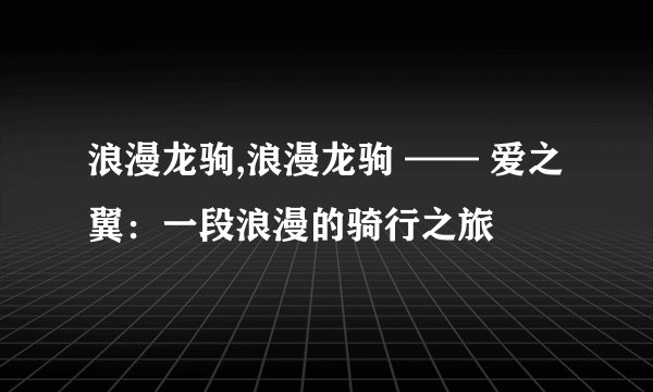 浪漫龙驹,浪漫龙驹 —— 爱之翼：一段浪漫的骑行之旅