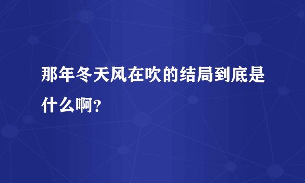 那年冬天风在吹的结局到底是什么啊？
