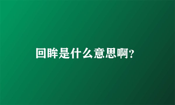回眸是什么意思啊？