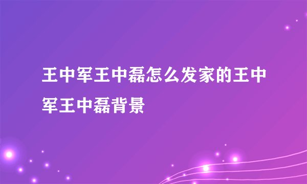 王中军王中磊怎么发家的王中军王中磊背景