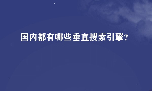 国内都有哪些垂直搜索引擎？