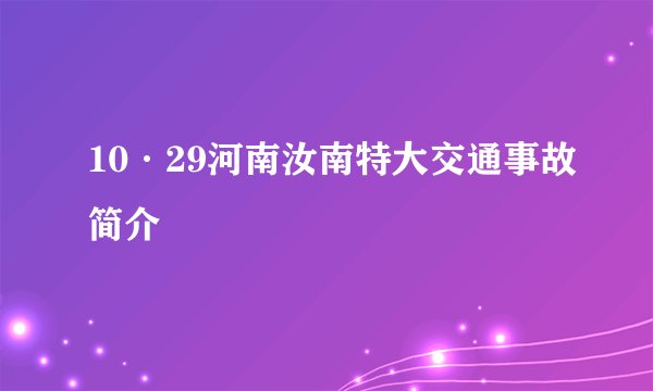 10·29河南汝南特大交通事故简介