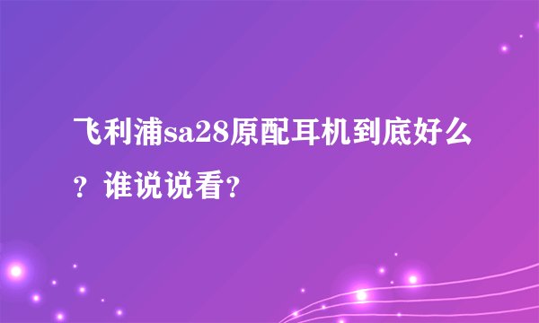 飞利浦sa28原配耳机到底好么?谁说说看?