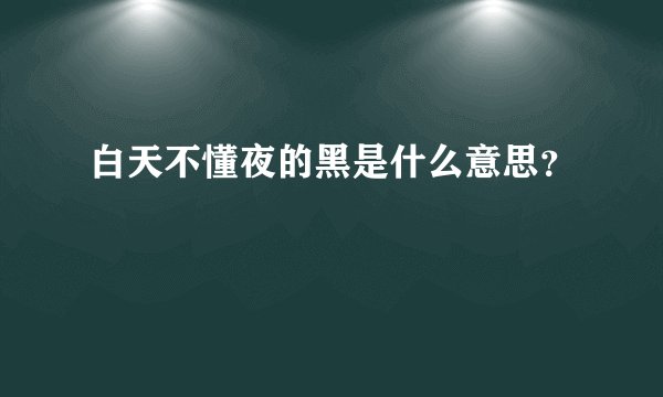 白天不懂夜的黑是什么意思？