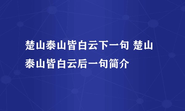 楚山泰山皆白云下一句 楚山泰山皆白云后一句简介