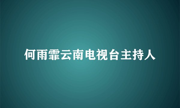 何雨霏云南电视台主持人