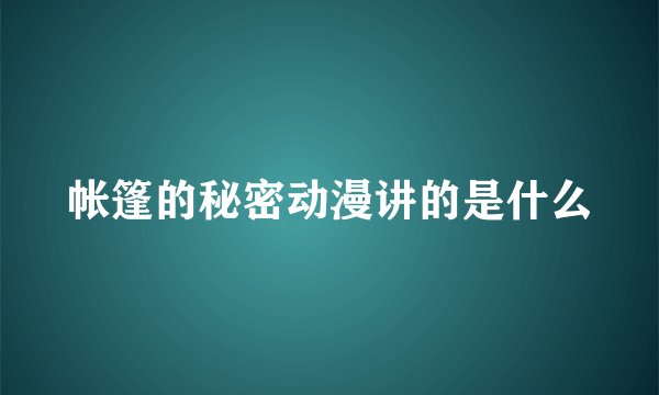 帐篷的秘密动漫讲的是什么