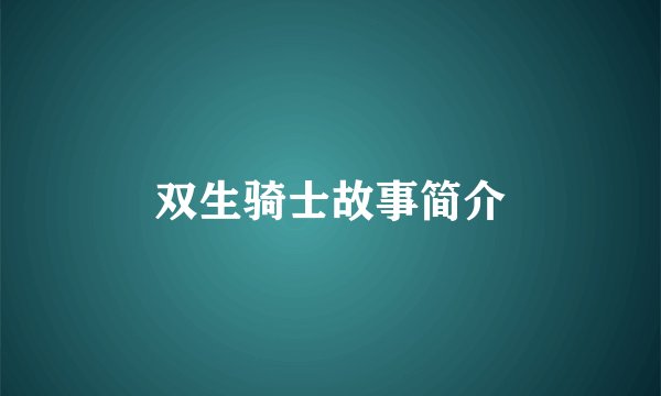 双生骑士故事简介
