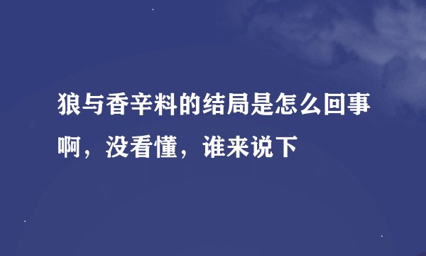 狼与香辛料的结局是怎么回事啊，没看懂，谁来说下