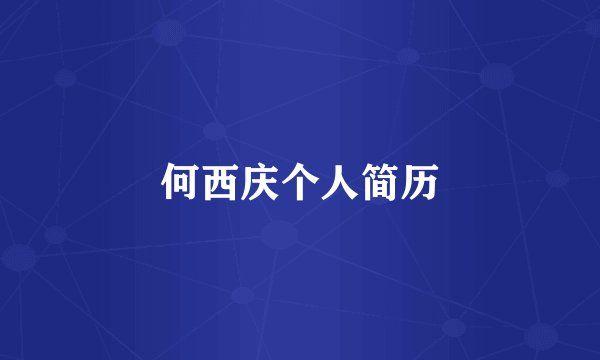 何西庆个人简历