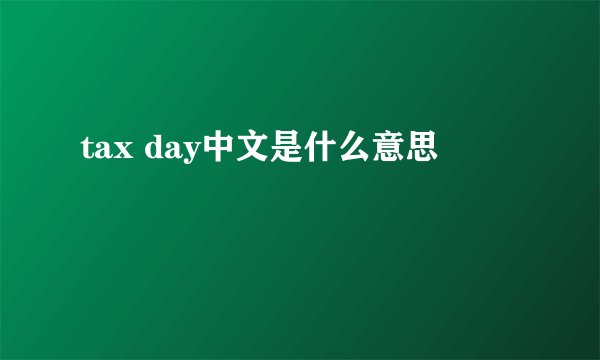 tax day中文是什么意思