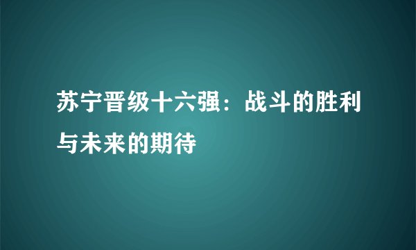苏宁晋级十六强：战斗的胜利与未来的期待