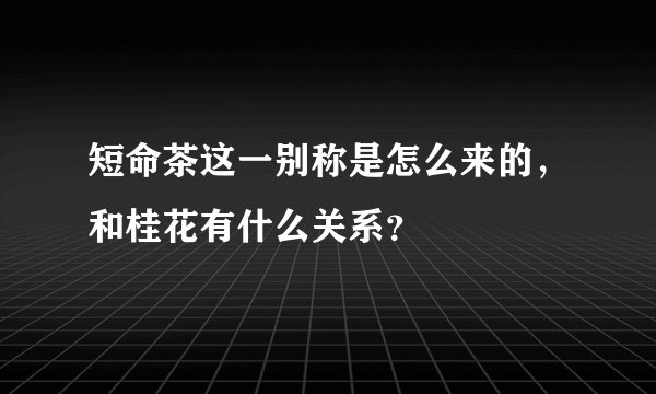 短命茶这一别称是怎么来的，和桂花有什么关系？