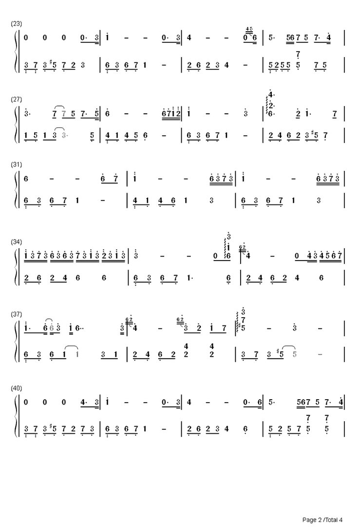 求tears眼泪钢琴曲的双手简谱(全的简谱)