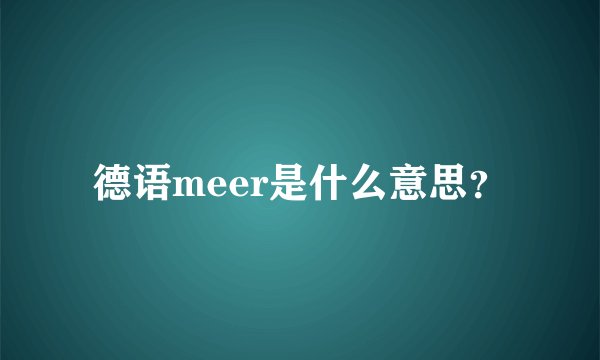 德语meer是什么意思？