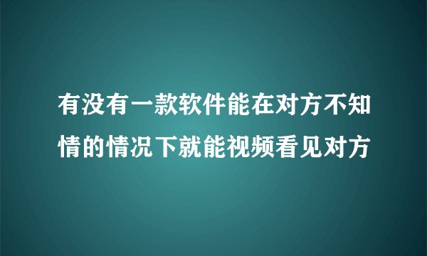有没有一款软件能在对方不知情的情况下就能视频看见对方