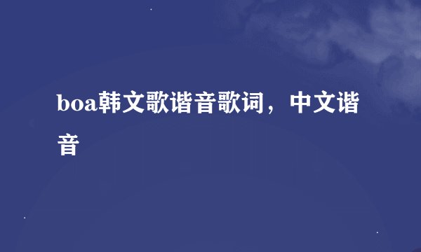 boa韩文歌谐音歌词，中文谐音