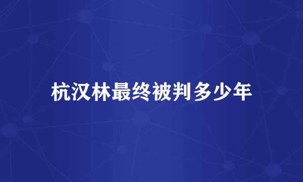 杭汉林最终被判多少年
