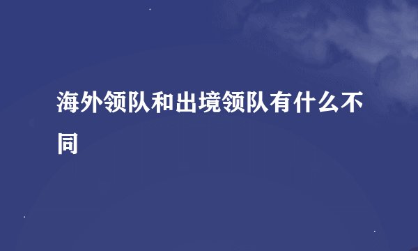 海外领队和出境领队有什么不同