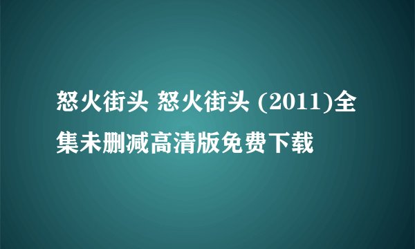 怒火街头 怒火街头 (2011)全集未删减高清版免费下载