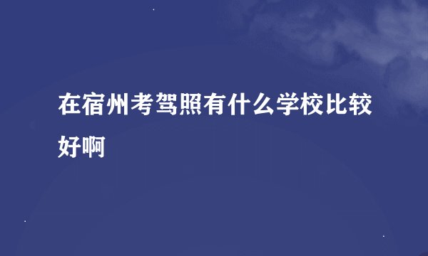 在宿州考驾照有什么学校比较好啊