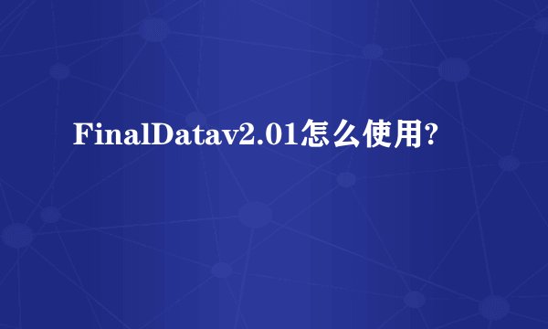 FinalDatav2.01怎么使用?