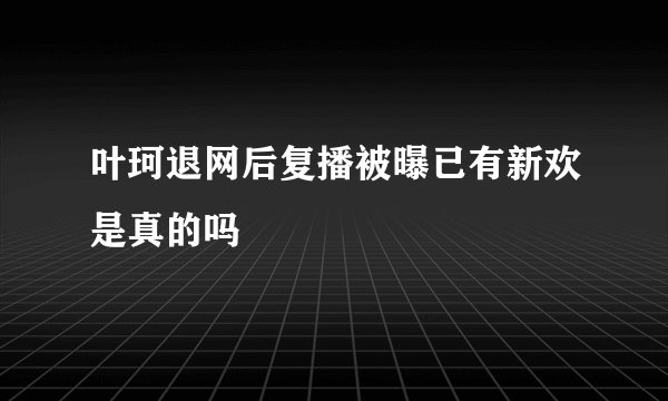 叶珂退网后复播被曝已有新欢是真的吗