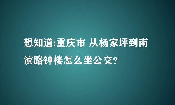想知道:重庆市 从杨家坪到南滨路钟楼怎么坐公交？