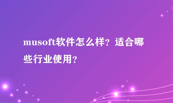 musoft软件怎么样？适合哪些行业使用？