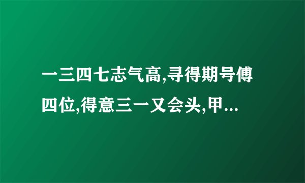 一三四七志气高,寻得期号傅四位,得意三一又会头,甲寅运...