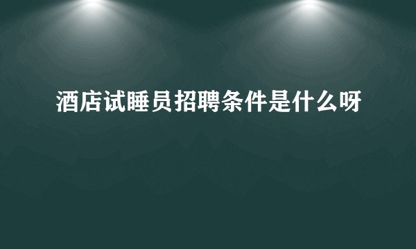 酒店试睡员招聘条件是什么呀