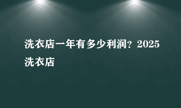 洗衣店一年有多少利润？2025洗衣店