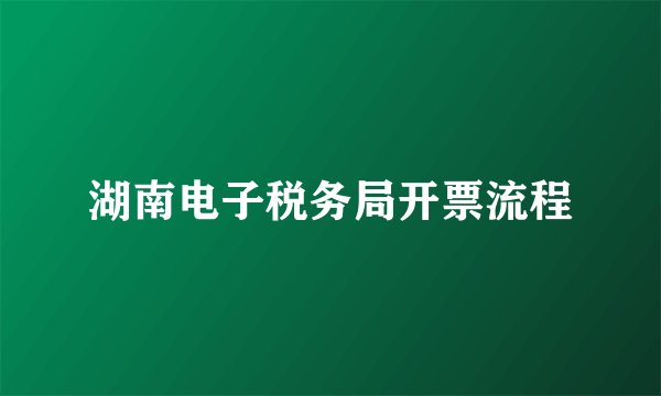 湖南电子税务局开票流程