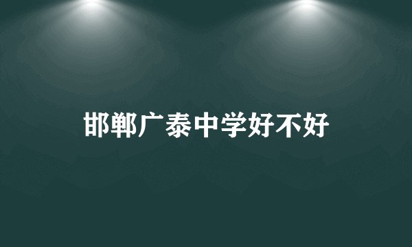 邯郸广泰中学好不好