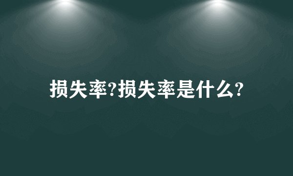 损失率?损失率是什么?