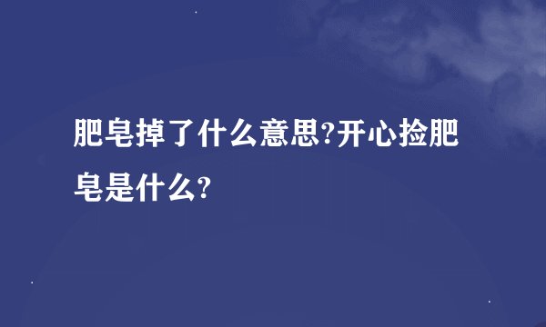 肥皂掉了什么意思?开心捡肥皂是什么?