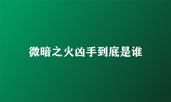 微暗之火凶手到底是谁